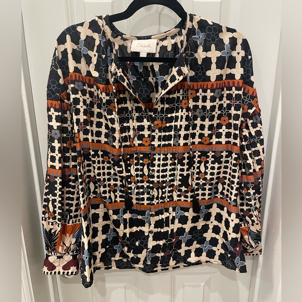 Cleobella Black and Cream Geometric Blouse